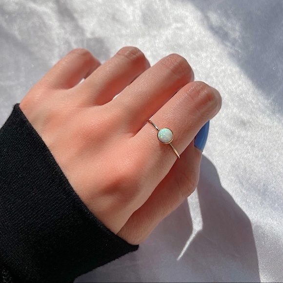 14K Gold Filled Round Opal Ring - Picture 7 of 7